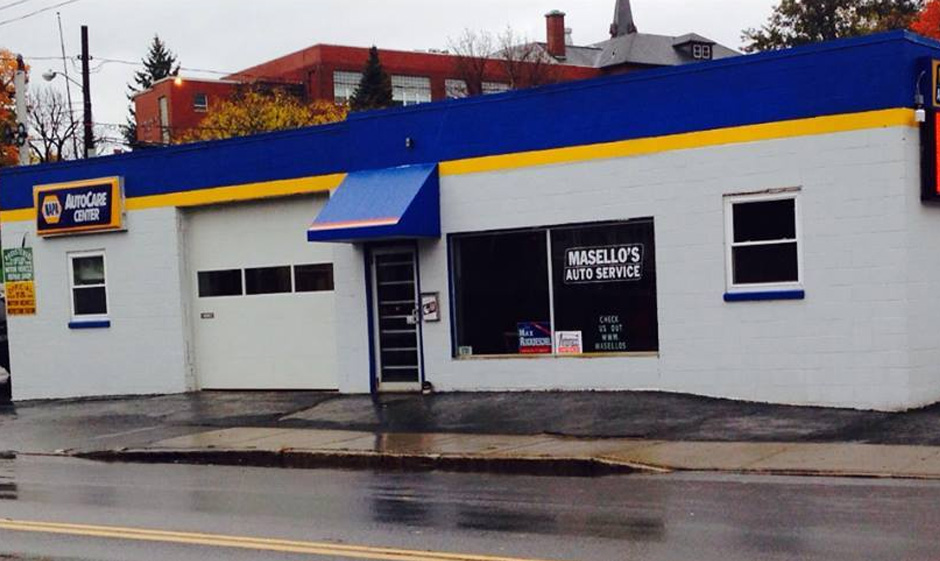 Masello's Auto Service storefront on Burnet Avenue in Syracuse, NY